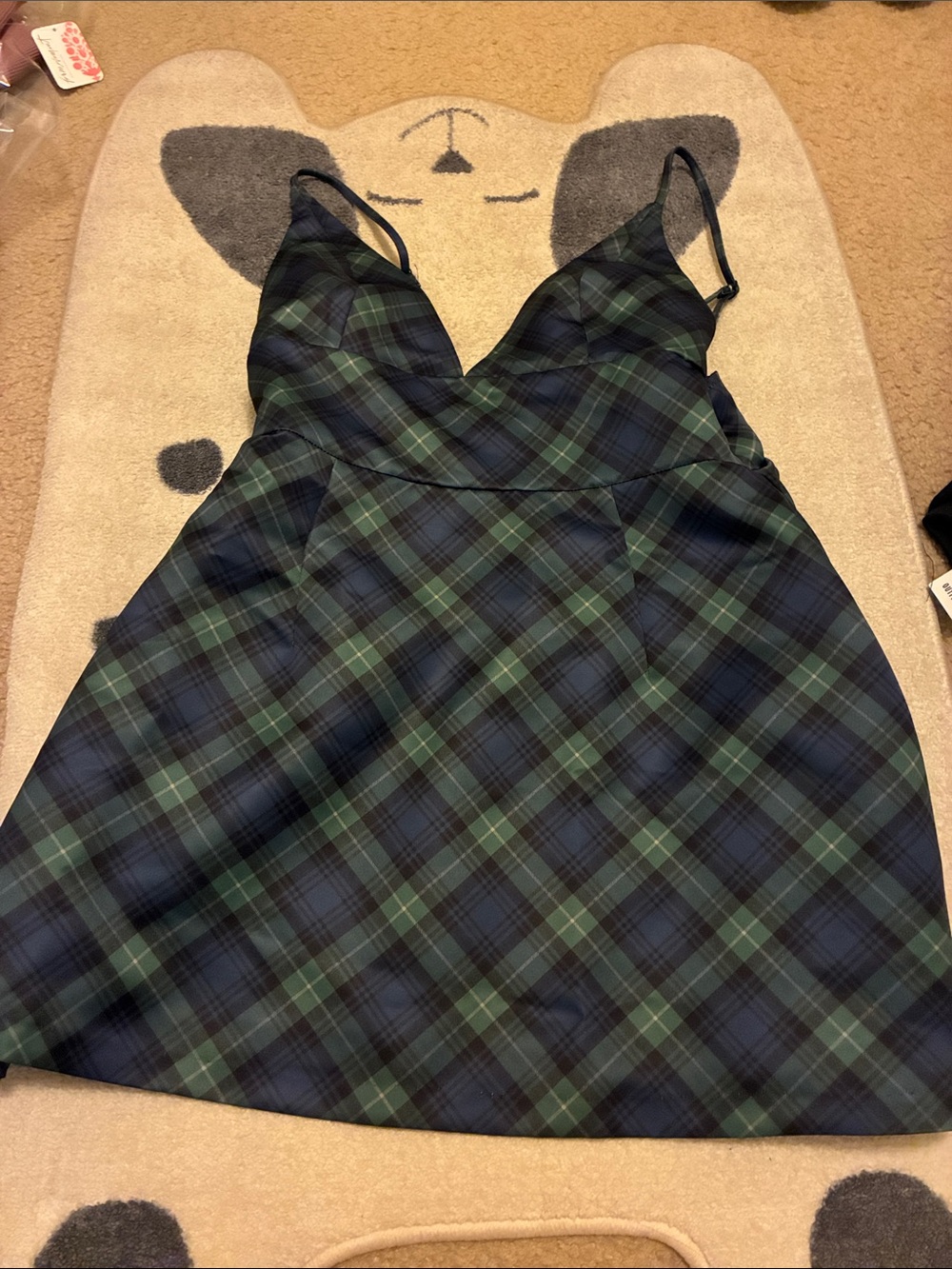 Kimchi blue Plaid Slip Dress Nightie in Green & Navy